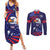 Custom USA Ice Hockey Couples Matching Summer Maxi Dress and Long Sleeve Button Shirt United States Eagle Mascot