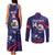 Custom USA Ice Hockey Couples Matching Tank Maxi Dress and Long Sleeve Button Shirt United States Eagle Mascot