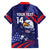 Custom USA Ice Hockey Family Matching Off The Shoulder Long Sleeve Dress and Hawaiian Shirt United States Eagle Mascot