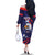 Custom USA Ice Hockey Family Matching Off The Shoulder Long Sleeve Dress and Hawaiian Shirt United States Eagle Mascot