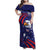 Custom USA Ice Hockey Family Matching Off Shoulder Maxi Dress and Hawaiian Shirt United States Eagle Mascot