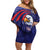 Custom USA Ice Hockey Family Matching Off Shoulder Short Dress and Hawaiian Shirt United States Eagle Mascot