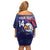 Custom USA Ice Hockey Family Matching Off Shoulder Short Dress and Hawaiian Shirt United States Eagle Mascot