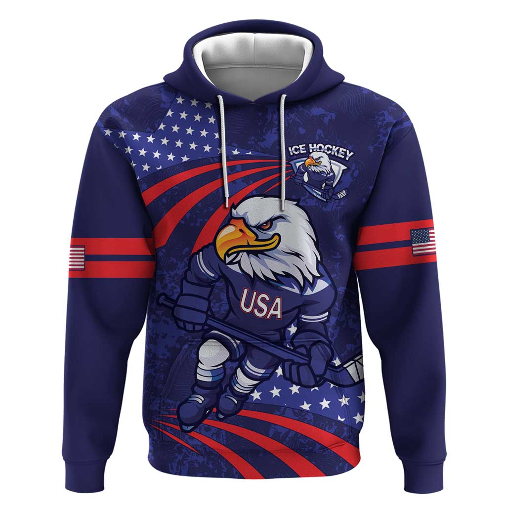 Custom USA Ice Hockey Hoodie United States Eagle Mascot