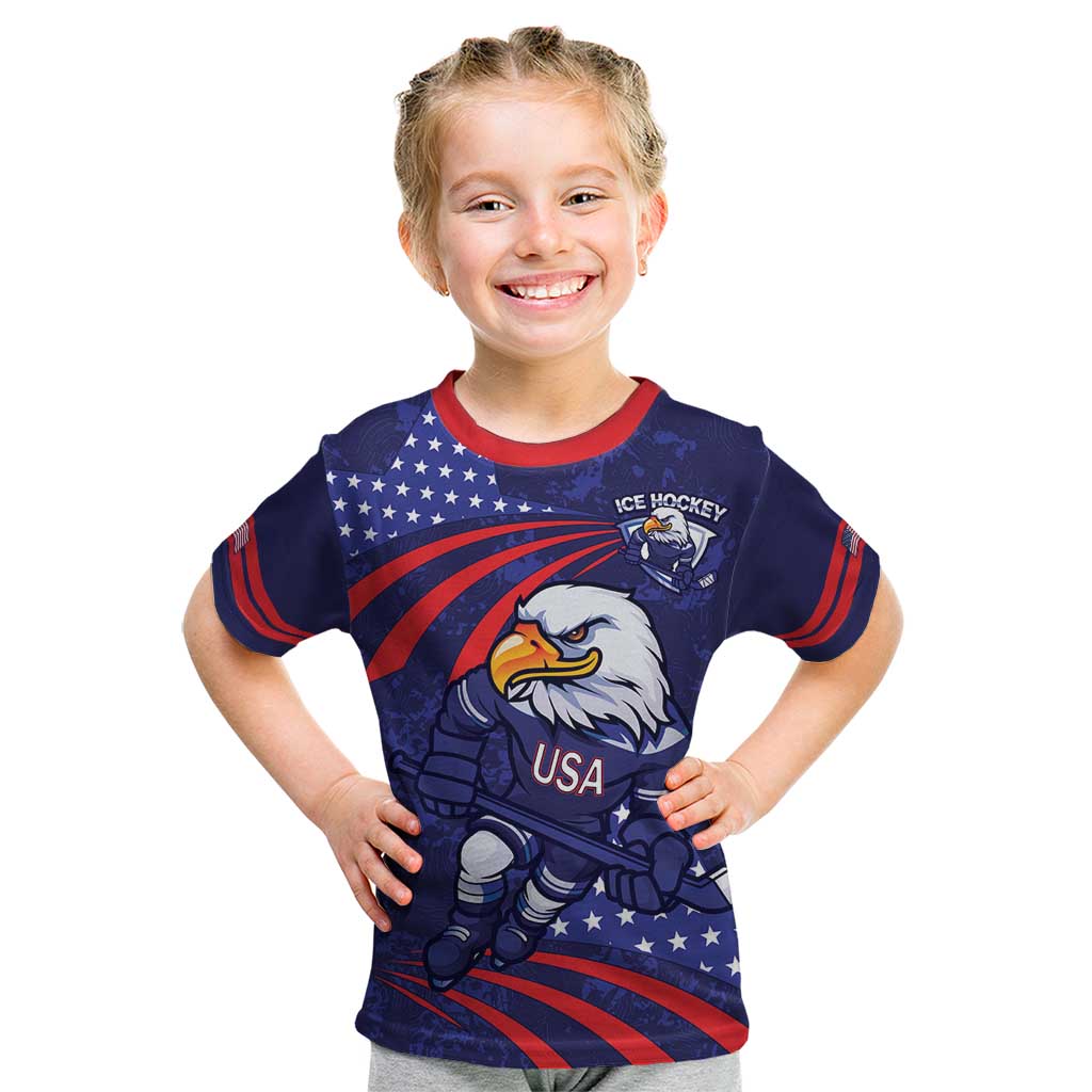 Custom USA Ice Hockey Kid T Shirt United States Eagle Mascot