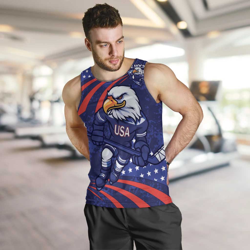 Custom USA Ice Hockey Men Tank Top United States Eagle Mascot