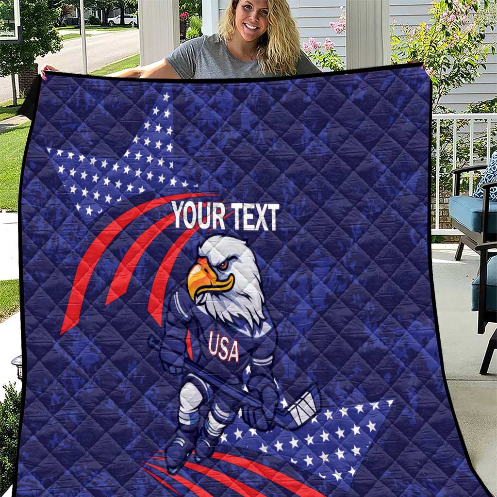 Custom USA Ice Hockey Quilt United States Eagle Mascot