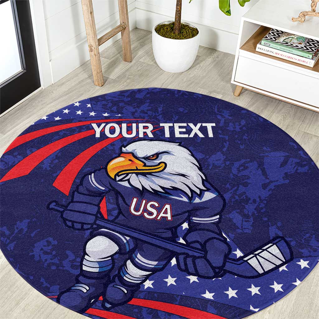 Custom USA Ice Hockey Round Carpet United States Eagle Mascot