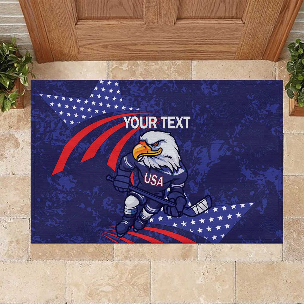 Custom USA Ice Hockey Rubber Doormat United States Eagle Mascot