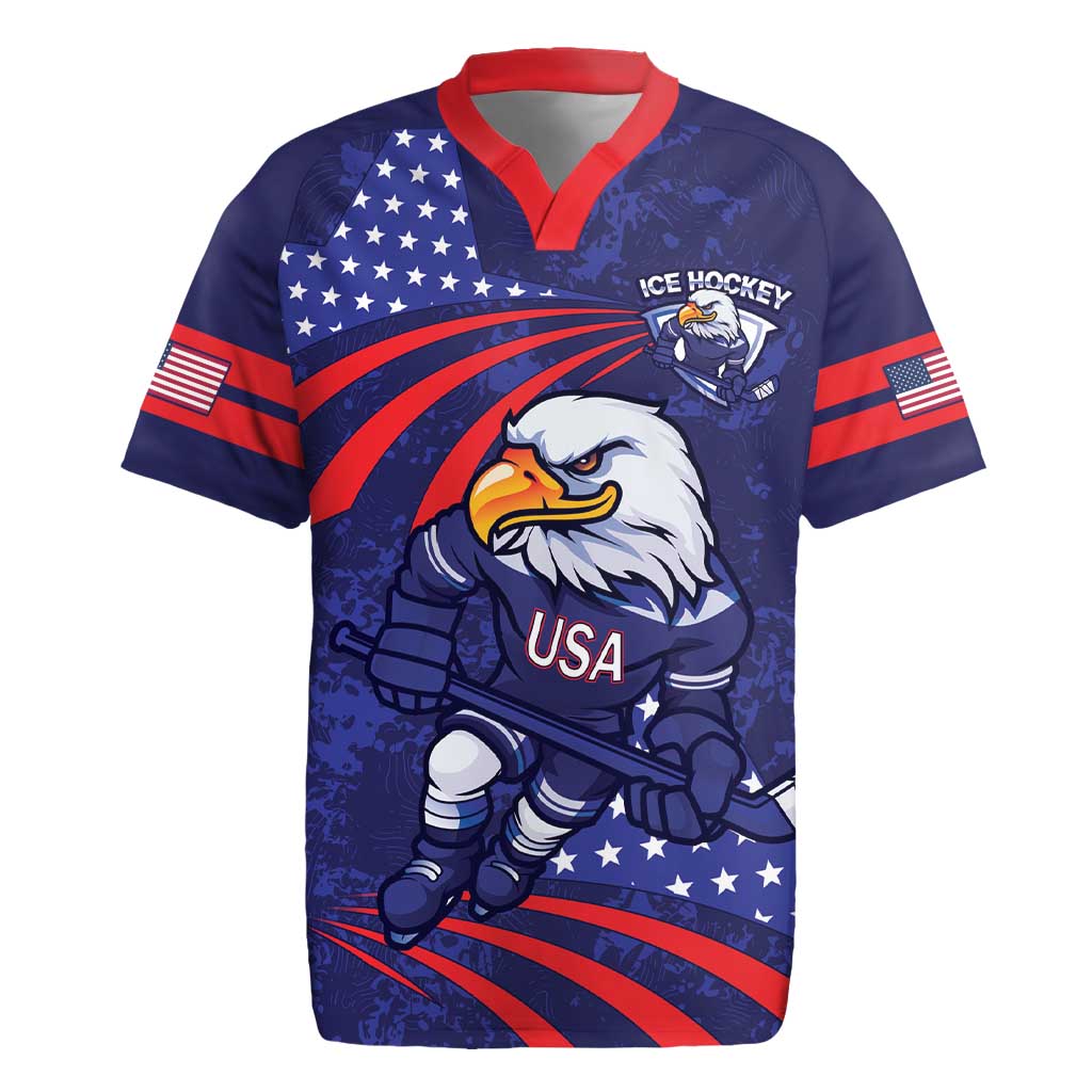 Custom USA Ice Hockey Rugby Jersey United States Eagle Mascot