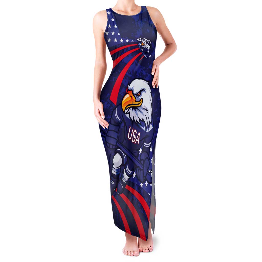 Custom USA Ice Hockey Tank Maxi Dress United States Eagle Mascot