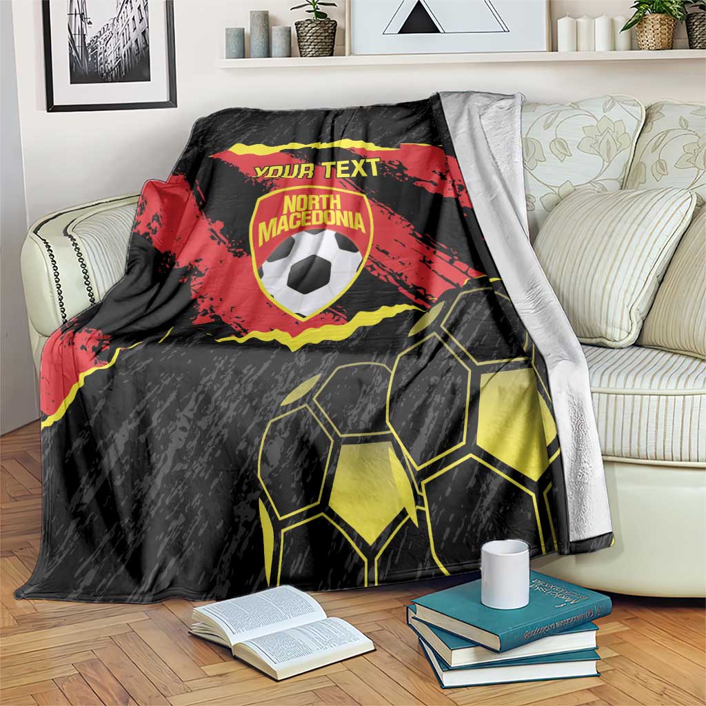 Custom North Macedonia Football Blanket Go Champions Grunge Style