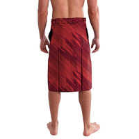 Red patterned board shorts with elastic waistband and side seam pockets