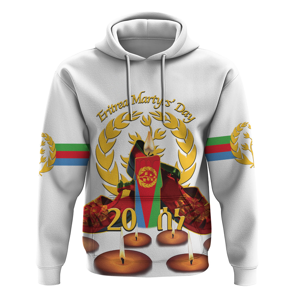 Custom Eritrea Martyrs' Day Hoodie 20 June Shida Shoes With Candles - White - Wonder Print Shop