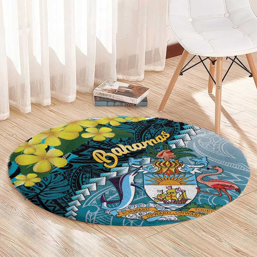 The Bahamas Round Carpet Bahamian Buttercup Polynesian Pattern