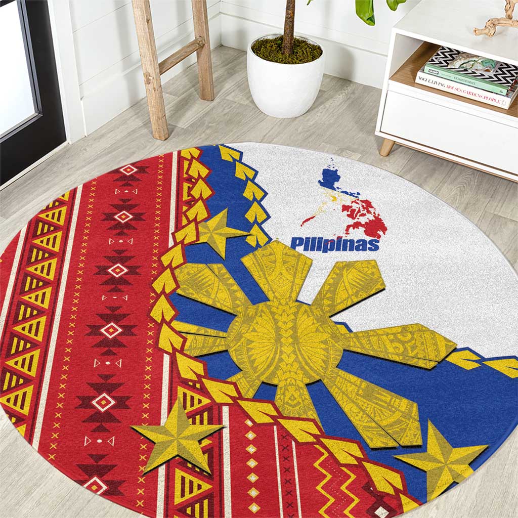 Philippines Independence Day Round Carpet Pilipinas Sun Stars Igorot Pattern