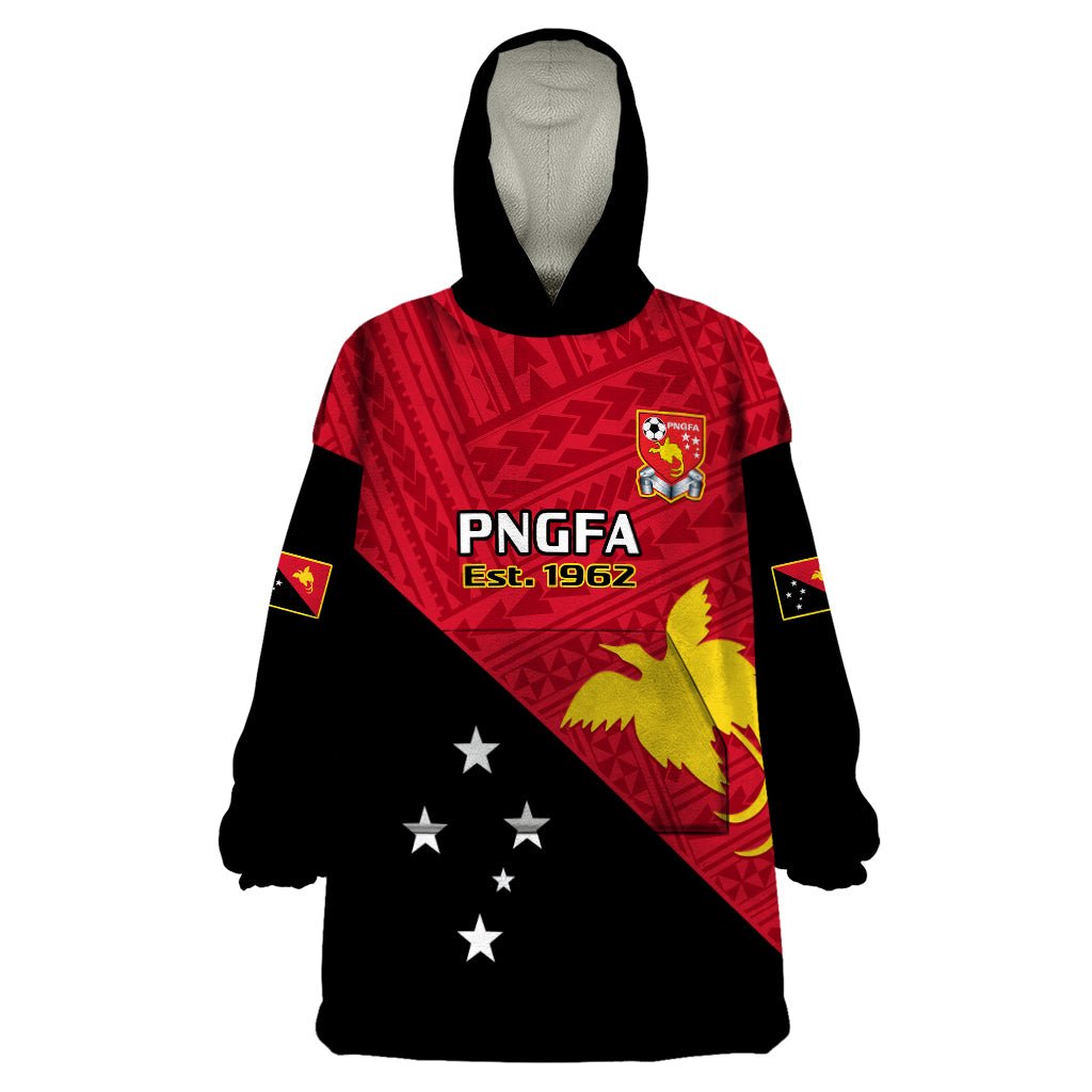 Papua New Guinea Football Wearable Blanket Hoodie Go PNG Polynesian Pattern Sporty Style - Wonder Print Shop