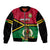 Personalised Vanuatu Football Bomber Jacket Vanuatuan Coat Of Arm Polynesian Flag Style - Wonder Print Shop