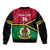 Personalised Vanuatu Football Bomber Jacket Vanuatuan Coat Of Arm Polynesian Flag Style - Wonder Print Shop