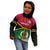 Personalised Vanuatu Football Kid Hoodie Vanuatuan Coat Of Arm Polynesian Flag Style - Wonder Print Shop