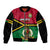 Personalised Vanuatu Football Sleeve Zip Bomber Jacket Vanuatuan Coat Of Arm Polynesian Flag Style - Wonder Print Shop