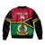 Personalised Vanuatu Football Sleeve Zip Bomber Jacket Vanuatuan Coat Of Arm Polynesian Flag Style - Wonder Print Shop