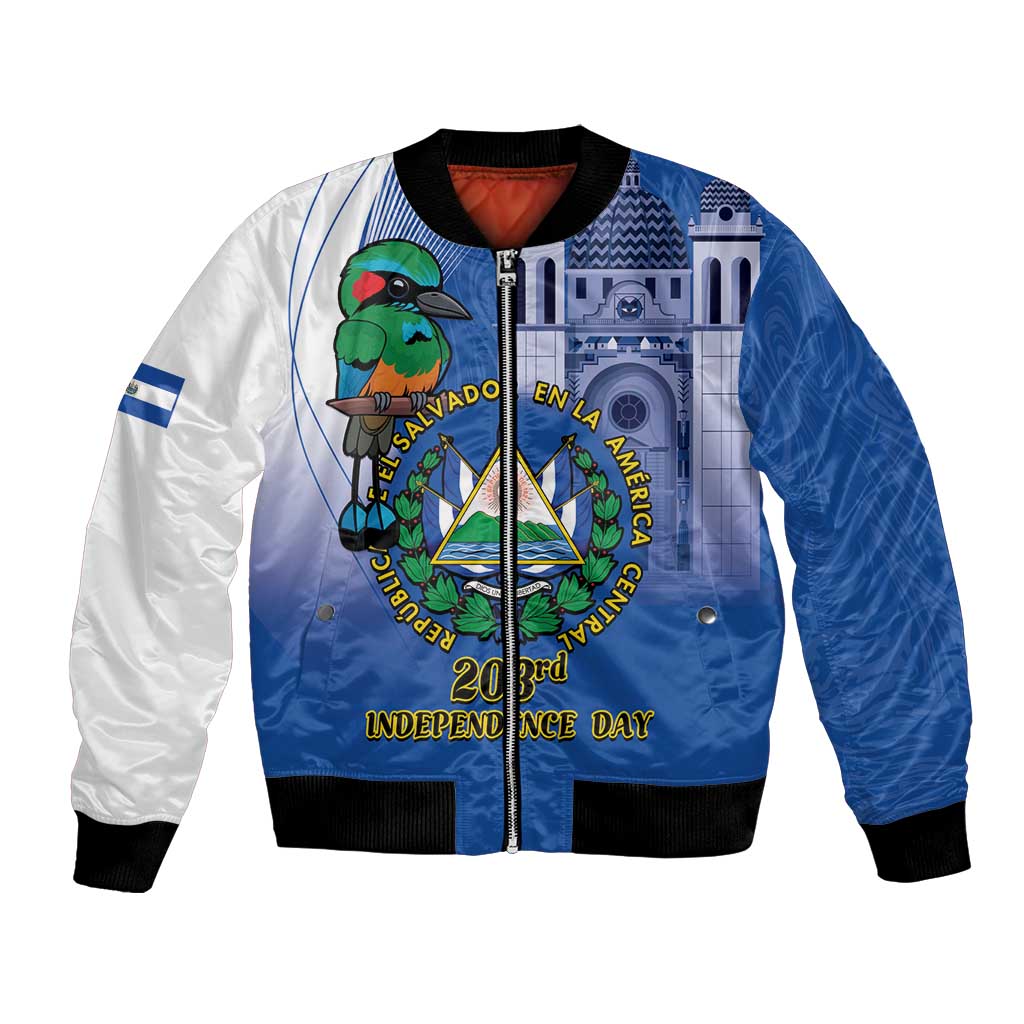 El Salvador Independence Day Bomber Jacket 203rd Anniversary Torogoz Bird - Wonder Print Shop