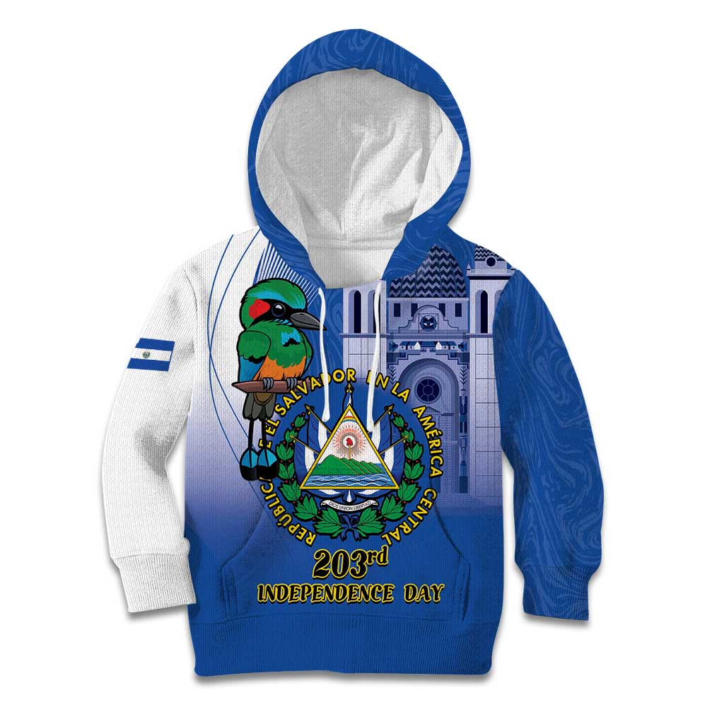 El Salvador Independence Day Kid Hoodie 203rd Anniversary Torogoz Bird - Wonder Print Shop