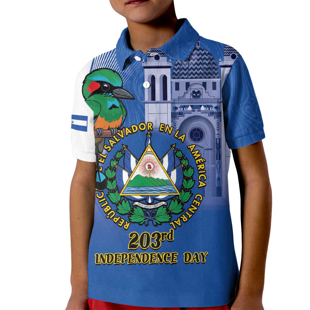 El Salvador Independence Day Kid Polo Shirt 203rd Anniversary Torogoz Bird - Wonder Print Shop