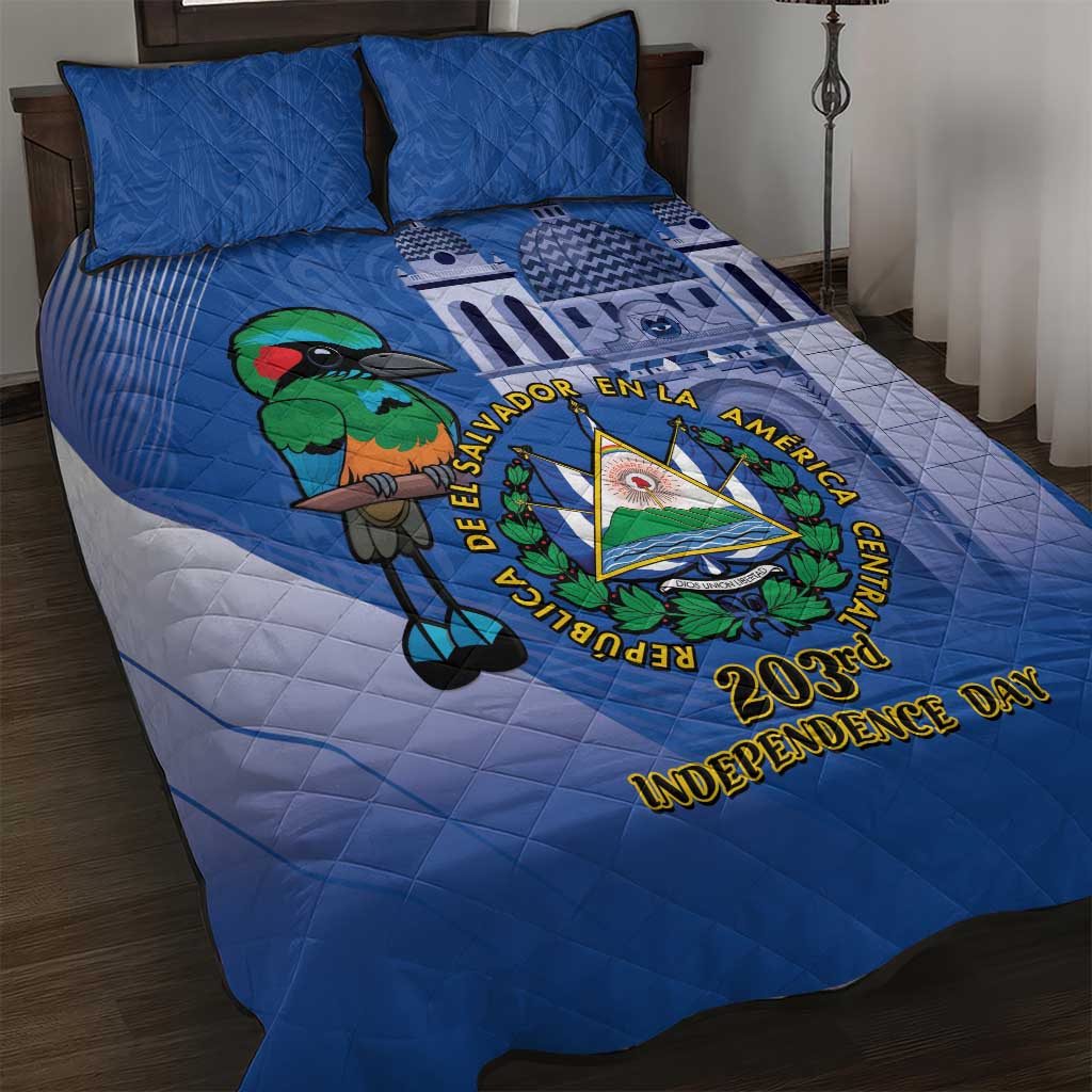 El Salvador Independence Day Quilt Bed Set 203rd Anniversary Torogoz Bird - Wonder Print Shop