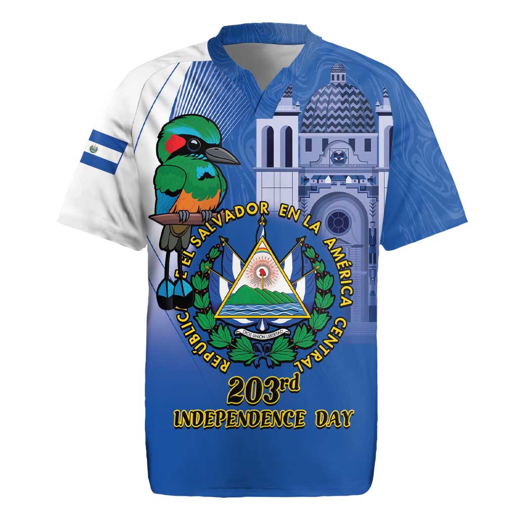 El Salvador Independence Day Rugby Jersey 203rd Anniversary Torogoz Bird - Wonder Print Shop