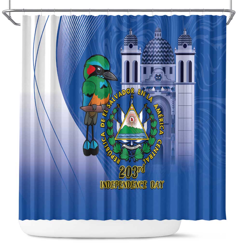 El Salvador Independence Day Shower Curtain 203rd Anniversary Torogoz Bird