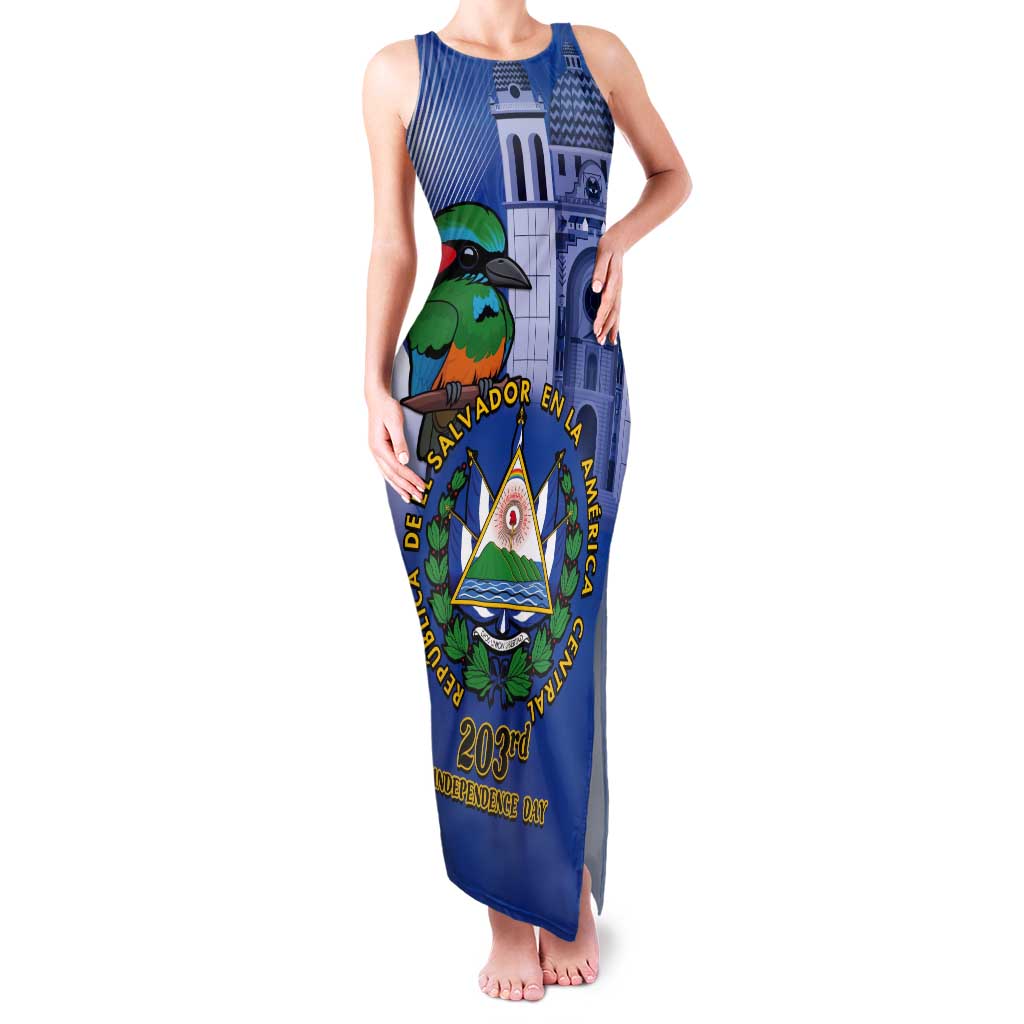 El Salvador Independence Day Tank Maxi Dress 203rd Anniversary Torogoz Bird - Wonder Print Shop