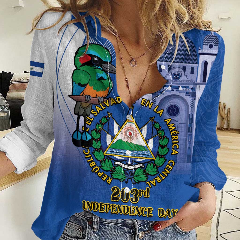 El Salvador Independence Day Women Casual Shirt 203rd Anniversary Torogoz Bird - Wonder Print Shop