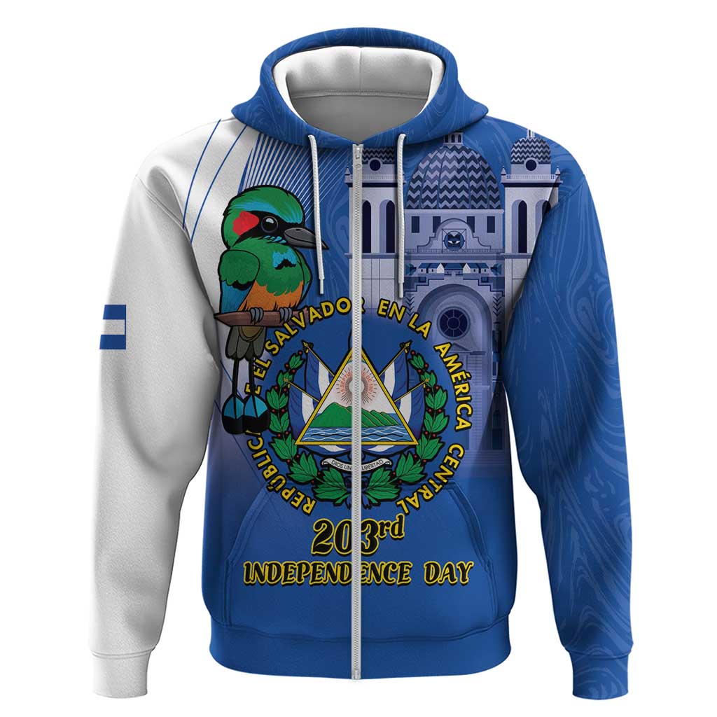 El Salvador Independence Day Zip Hoodie 203rd Anniversary Torogoz Bird - Wonder Print Shop