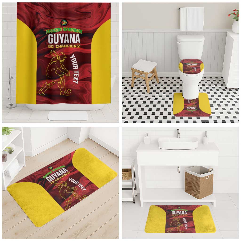 Custom Guyana Cricket Bathroom Set Go Amazon Warriors Marble Pattern - Wonder Print Shop