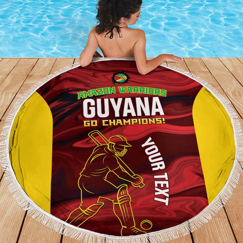 Custom Guyana Cricket Beach Blanket Go Amazon Warriors Marble Pattern - Wonder Print Shop
