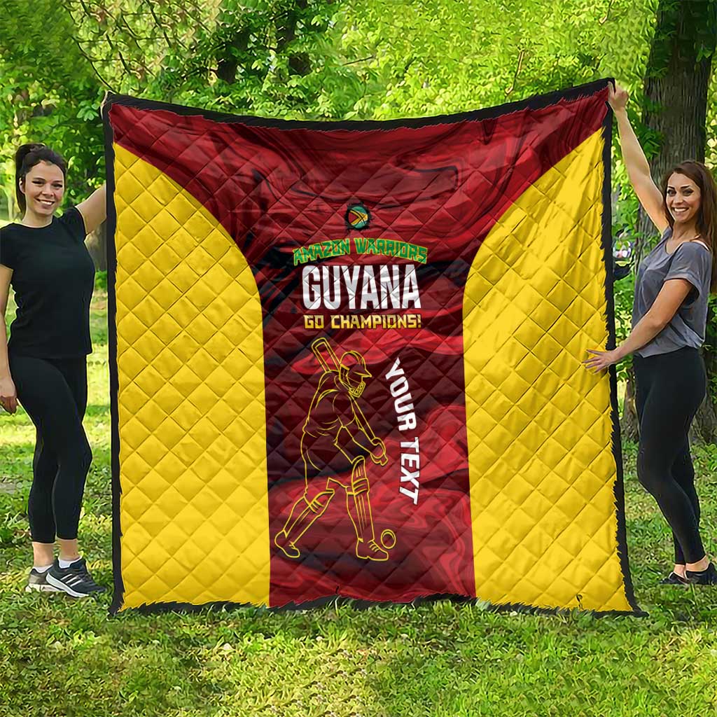 Custom Guyana Cricket Quilt Go Amazon Warriors Marble Pattern - Wonder Print Shop