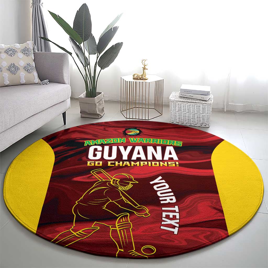Custom Guyana Cricket Round Carpet Go Amazon Warriors Marble Pattern - Wonder Print Shop