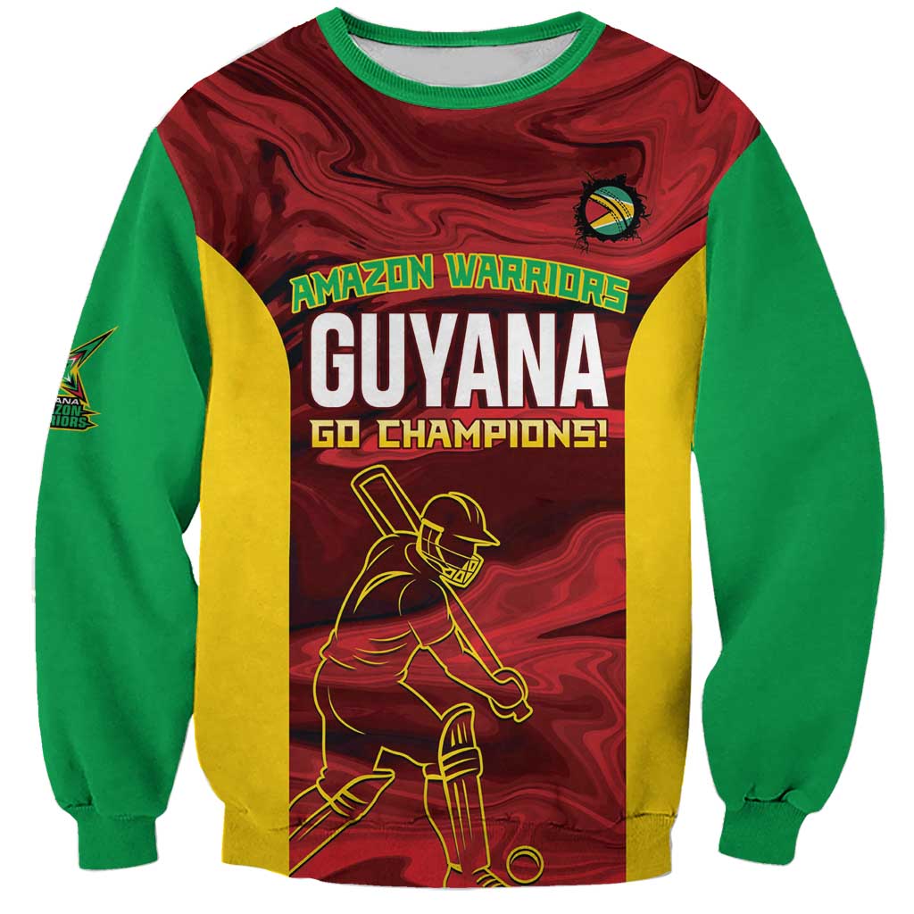 Custom Guyana Cricket Sweatshirt Go Amazon Warriors Marble Pattern - Wonder Print Shop
