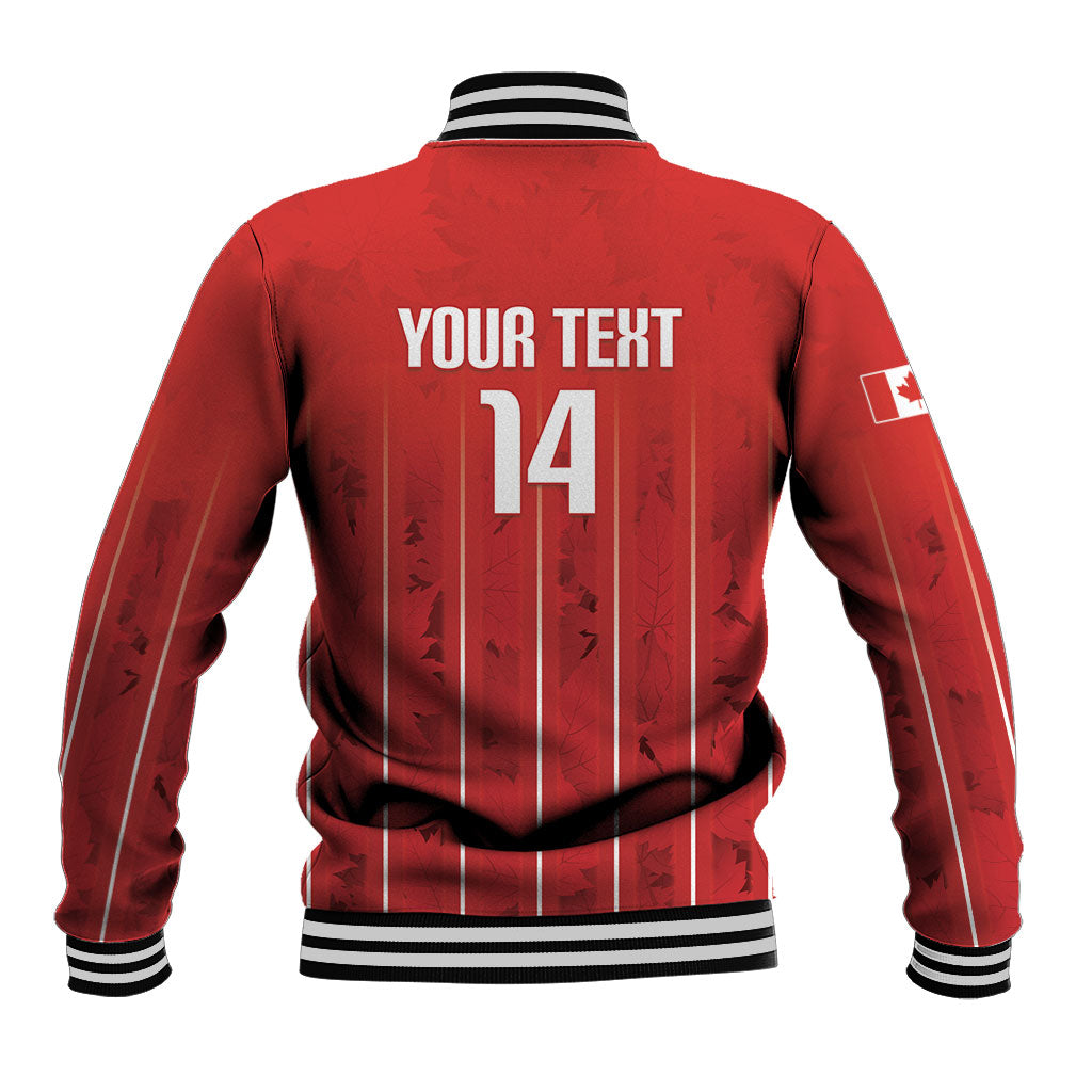 Custom Canada Rugby 2026 Baseball Jacket Maple Leaf Striped Line Style