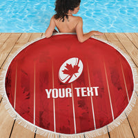Custom Canada Rugby 2026 Beach Blanket Maple Leaf Striped Line Style