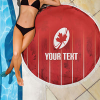 Custom Canada Rugby 2026 Beach Blanket Maple Leaf Striped Line Style