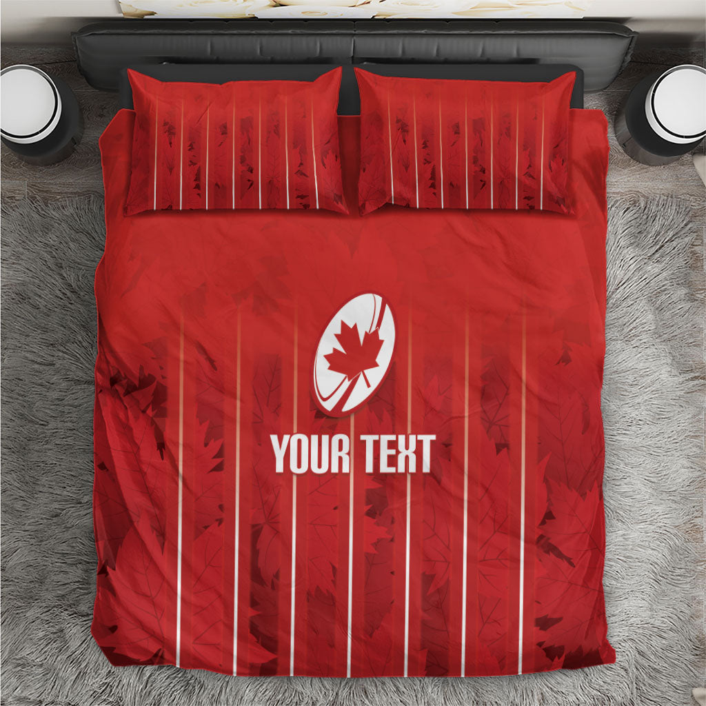 Custom Canada Rugby 2026 Bedding Set Maple Leaf Striped Line Style