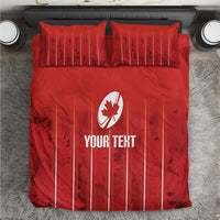 Custom Canada Rugby 2026 Bedding Set Maple Leaf Striped Line Style