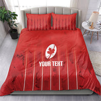 Custom Canada Rugby 2026 Bedding Set Maple Leaf Striped Line Style