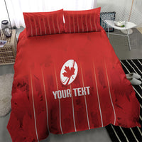 Custom Canada Rugby 2026 Bedding Set Maple Leaf Striped Line Style