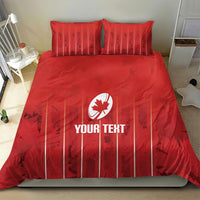 Custom Canada Rugby 2026 Bedding Set Maple Leaf Striped Line Style