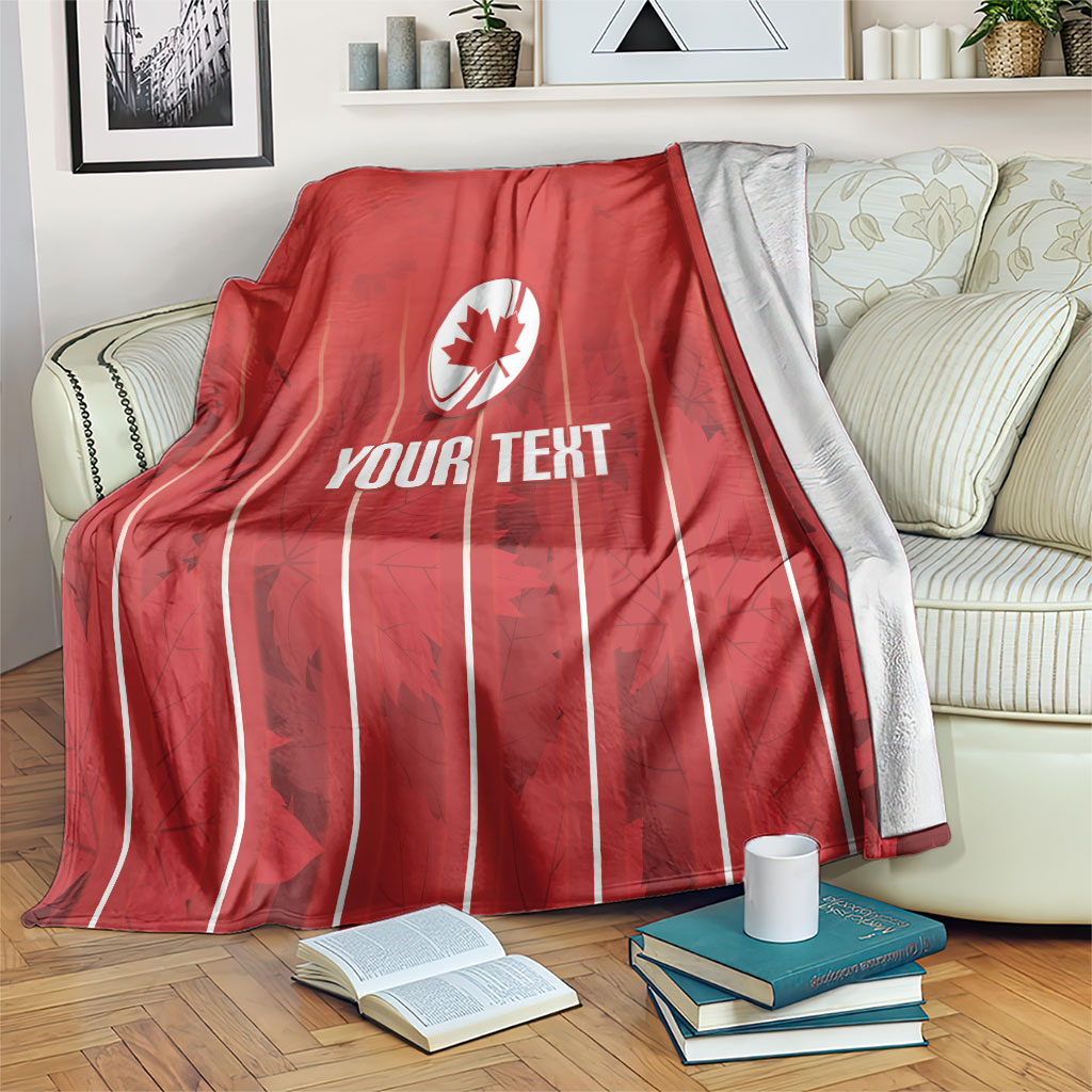 Custom Canada Rugby 2026 Blanket Maple Leaf Striped Line Style