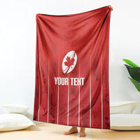 Custom Canada Rugby 2026 Blanket Maple Leaf Striped Line Style